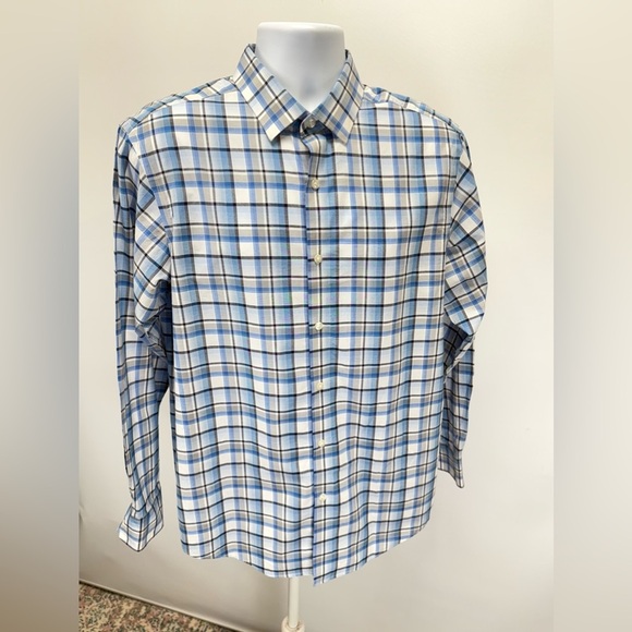 HART SCHAFNER MARX Blue and white plaid long sleeve button down shirt size L - Picture 8 of 12